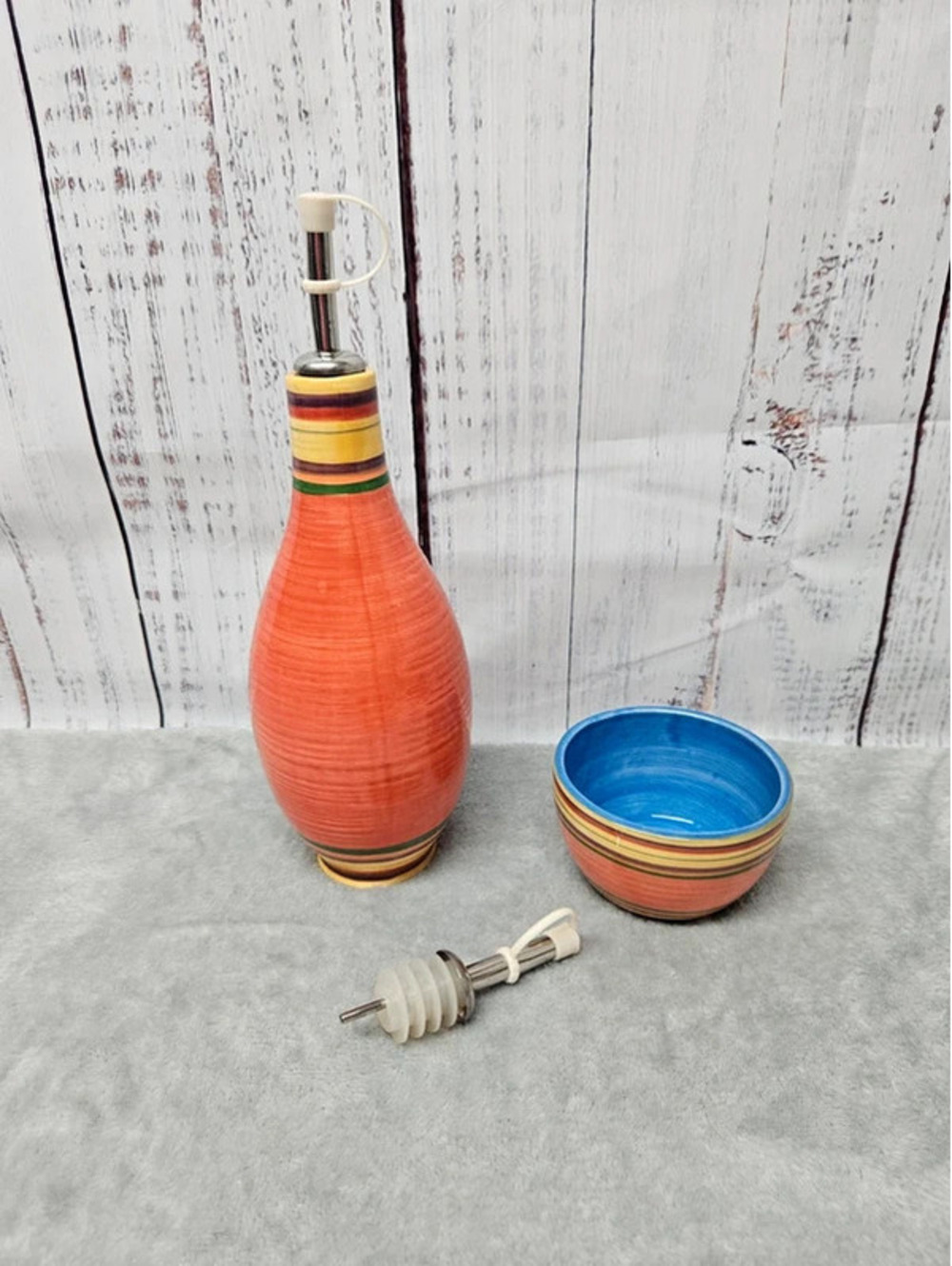 Ceramic Olive Oil Dispenser with Matching Ramekin